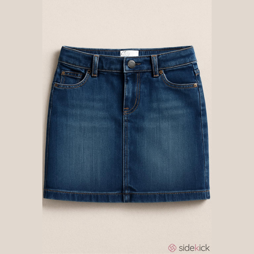 Girls Childrens Place Dark Blue Wash Denim Jean Skirt Size 12 Slim